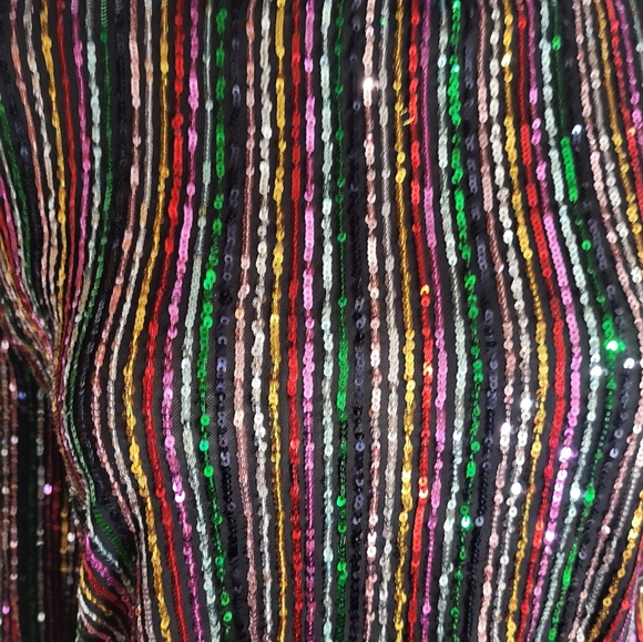 Free People Beautiful Colorful Sequin Crop Blouse Sz XS - Picture 5 of 7